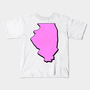 Pink Illinois Outline Kids T-Shirt